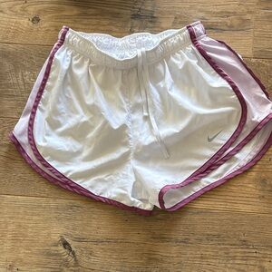 Nike Women's White and Pink Athletic Shorts
